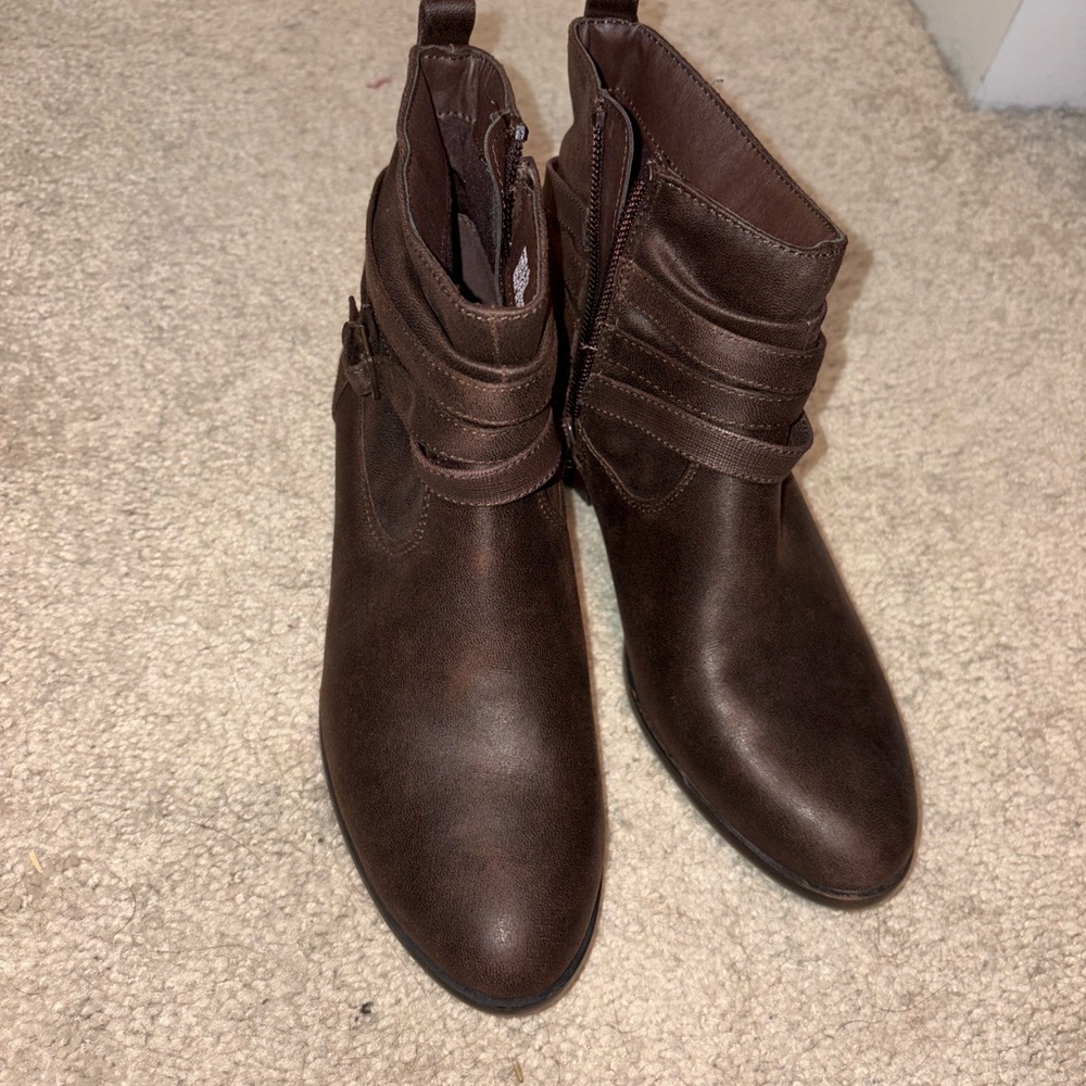 Kim Rogers Brown Ankle Boots with Strap Details